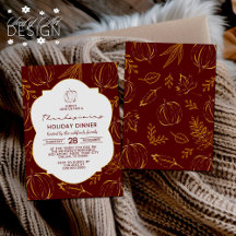 Rustic Burgundy Pumpkin Leaves Pattern Collection