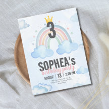 Magical Cloudy Rainbow Birthday Invitation