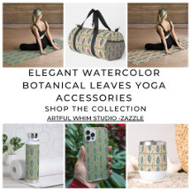 Watercolor botanical leaves yoga accessories