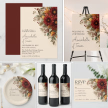 Autumn Dahlia Floral Rust and Burgundy