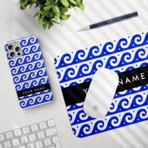 Greek Meander Key, Blue Wave Key, Your Name