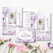 Purple Hydrangeas Watercolor Funeral Memorial