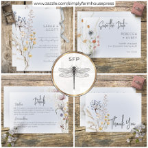 Boho Wildflowers Modern Blue Wedding