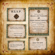 Steampunk Wedding Invitation Stationery Suite