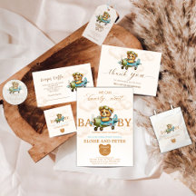 Whimsical Airplane Pilot Teddy Bear Baby Shower