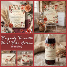 Burgundy Terracotta Floral Boho Autumn Wedding