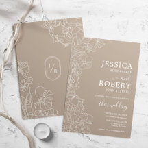 Beige Taupe Floral Wedding