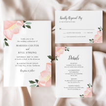 Pink Watercolor Floral Elegant Wedding Set