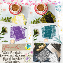 30th Birthday botanical elegant floral border