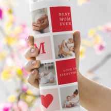 Modern Collage Photo Red & Pink Best Mom Ever Gift