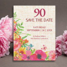 90th Birthday Bold Floral Linen Collection