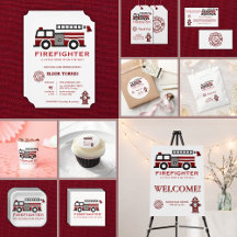 Minimalist Firefighter "Little Hero" Baby Shower 