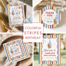 Colorful Stripes Boy Birthday Party
