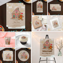 Cute Festive Gingerbread House Baby Shower