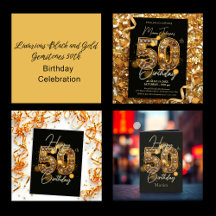Luxurious Black and Gold Gemstone 50th Birthday