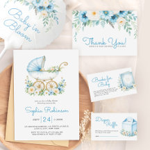 Soft Pastel Blue Floral Baby Shower
