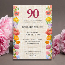 Floral Number 90th Birthday - Wildflower Suite