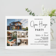 Modern Minimalist Black White Script Open House