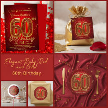 Elegant Ruby Red & Gold 60th Birthday Party