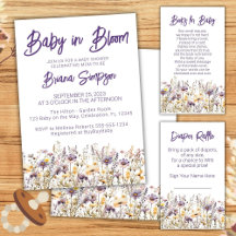 Purple Floral Baby in Bloom Baby Shower Supplies