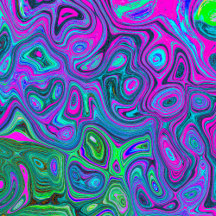 Marbled Magenta and Lime Green Groovy Abstract Art