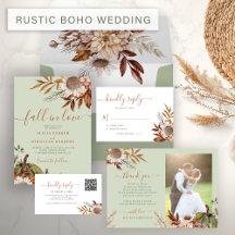 Autumn fall boho botanical sage green wedding