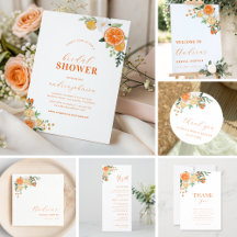 Watercolor Orange Citrus Floral Wedding or Shower