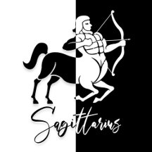 Sagittarius Zodiac Sign, Black & White