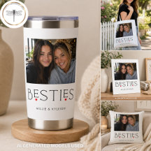 Best Friends Bestie Heart Typography White Photo