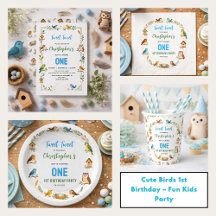 Cute Birds 1st Birthday Party Collection