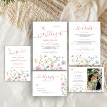Boho garden wildflower meadow white wedding suite
