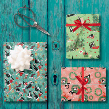Funny Cat Christmas Holiday Gift Wrap Samplers