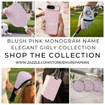 Blush Pink Monogram Name Elegant Girly Collection