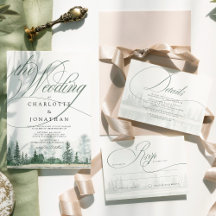 Watercolor Mountain Forest Wedding