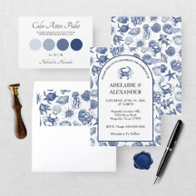 Modern Beach Coastal Watercolor Wedding Blue