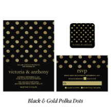 Modern Black & Gold Polka Dots Wedding