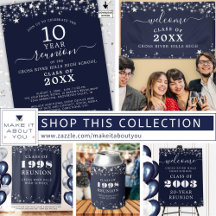 Class Reunion Navy Blue & Silver Party Supplies