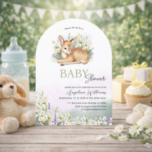 Baby Shower Fawn in Delicate Flowers.