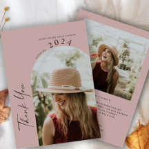 Modern 2 Photo Graduation Thank You Cards