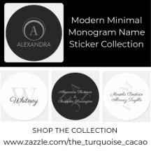 Modern Minimal Monogram Name Sticker Collection
