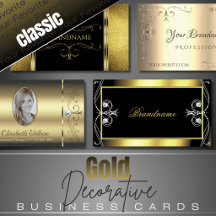 Business Cards Ornate Squiggly Gold