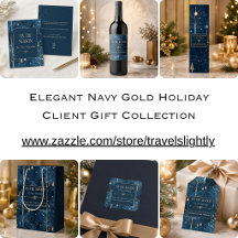 Elegant Blue Gold Business Holiday Gifting 