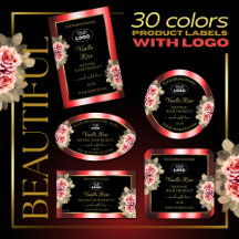 Product Labels Logo Roses Floral Shimmery Frame