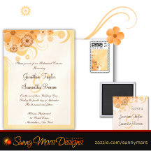 Ivory Peach and Gold Hibiscus Floral Wedding Set