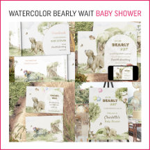 Sage Green Bearly Wait Woodland Baby Shower