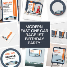 Modern Fast One Race Car 1st Birthday Party