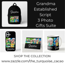 Grandma Established Script 3 Photo Gifts Suite