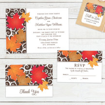 Vibrant Autumn Leaves and Swirls Wedding