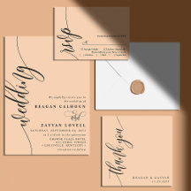 Soft Peach Modern Minimalist Script Wedding