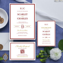 Classic Burgundy Gold Monogram Wedding Collection